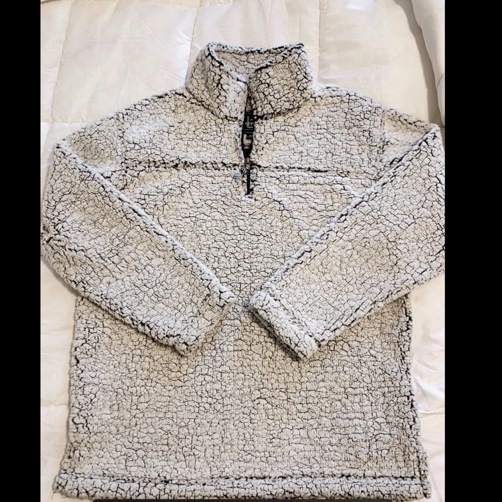 Grey Sherpa Half Zip Pullover